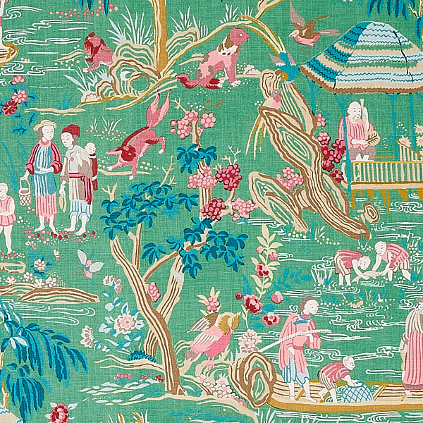 The enchanted peaks チェリー　yan座　yangraver Yangtze River - Jade Fabrics | Schumacher